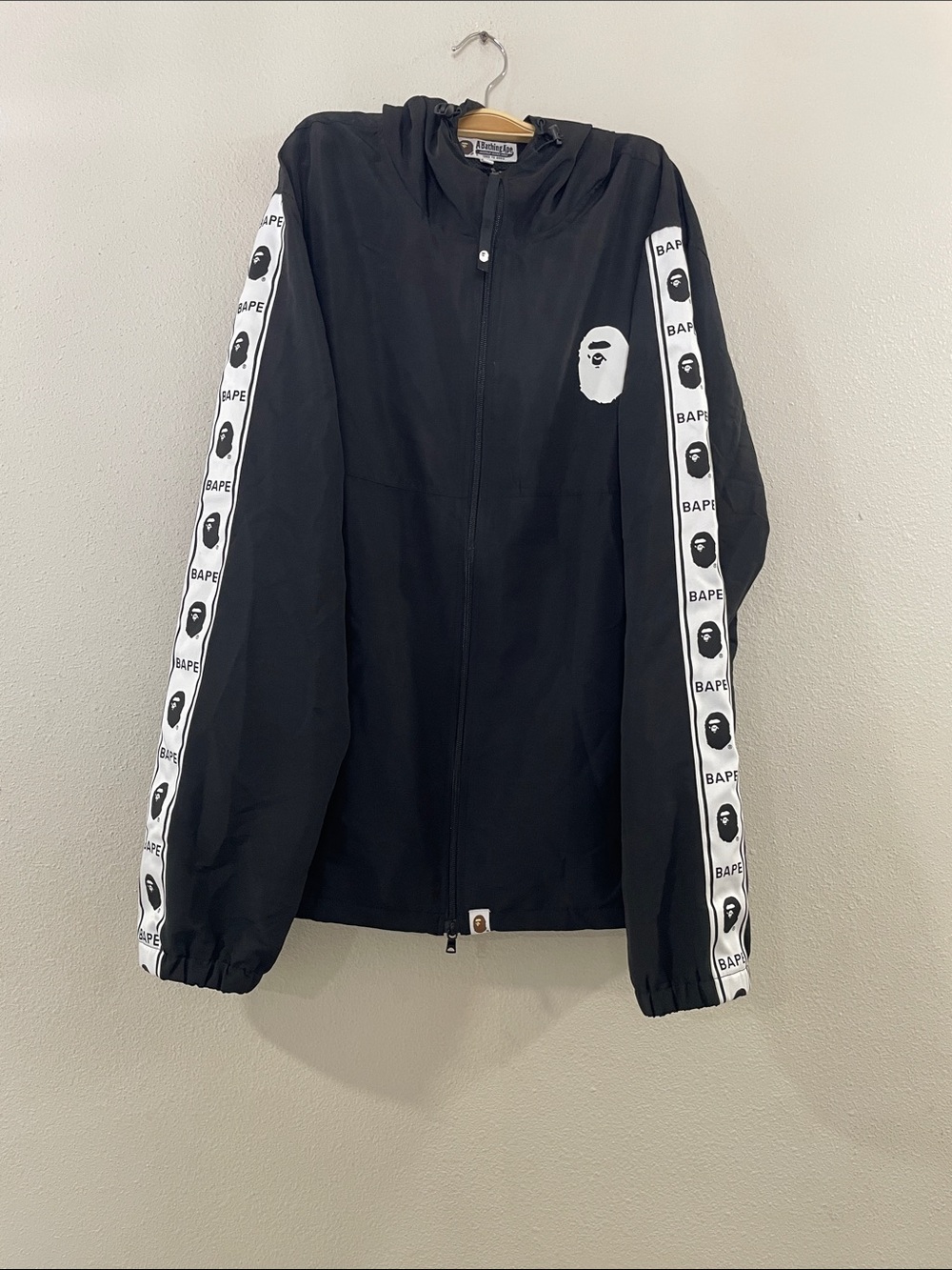 A Bathing Ape BAPE Men's Black Hooded Zip Windbreaker